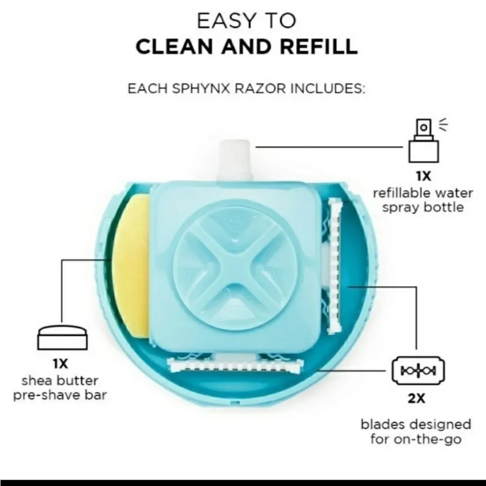 Sphynx All In one Portable Travel on the Go Razor Blue NWT